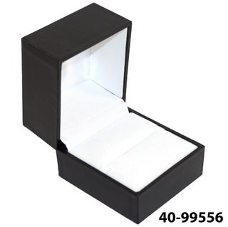 SDR - RING BOX BLACK LEATHERETTE WHITE VELVET PAD