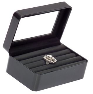 RING DISPLAY BOX LEATHERETTE BLACK 5 ROLL