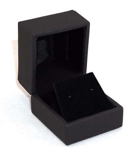IMR-EARRING BOX BLK IMIT LEATHER BLK VELV FLAP