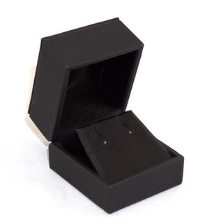 IMR-EARRING BOX BLK IMIT LEATHER BLK VINYL FLAP