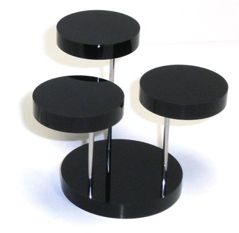 3 STEP ROUND DISPLAY STAND BLACK