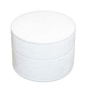DELUXE ROUND RING BOX WHITE SUEDE