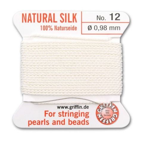 Griffin Natural Silk Thread for stringing Pearls and Beads Size #3 White :  : Home