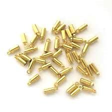LEATHER ENDS ROUND 2MM GOLD PLATED (20 PACK)