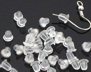 EAR WIRE STOPPERS CLEAR RUBBER (100 PACK)