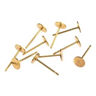 EARRING POST GOLD PLATED 6MM PAD (10 PAIRS)