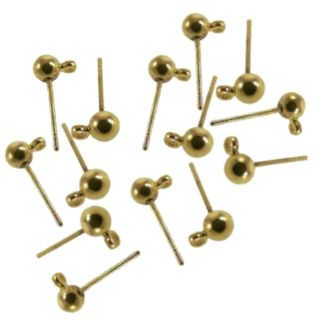 EARRING POST W/BALL&EYE GOLD PLATED 3MM - 10PAIR