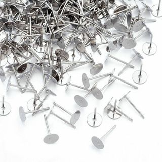 EARRING POST STAINLESS STEEL 6MM PAD (10 PAIRS)