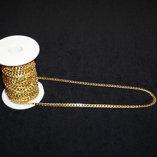 FLAT CURB HEAVY CHAIN GOLD PLATED 5X7.4MM (1 MTR)