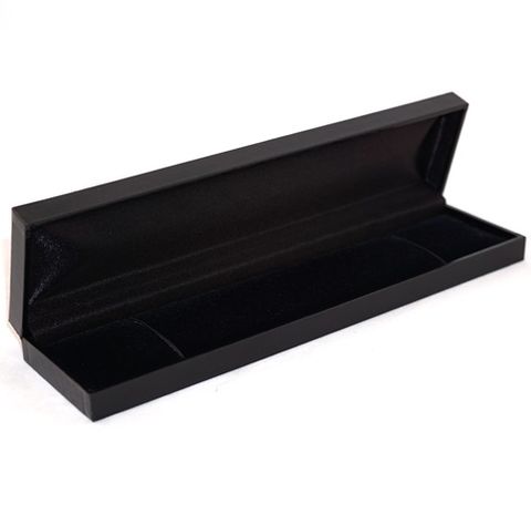 SDB-LONG BRACELET BOX BLK LEATHERETTE BLK VELV PAD