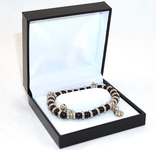 SC6 - BRACELET BOX BLACK LEATHERETTE WHITE ISLAND