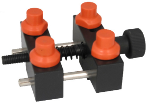 CASE HOLDER - ALUMINIUM, BLACK BASE WITH RED PINS