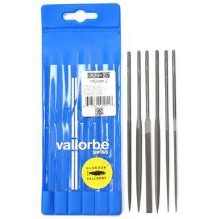 Vallorbe Needle File Set of 6 in Pouch-140mm Cut 0