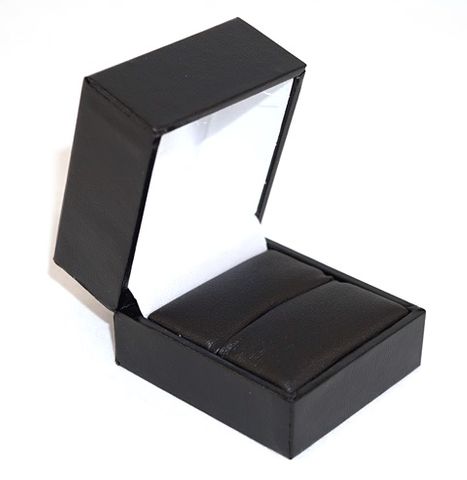 SDR - RING BOX BLACK LEATHERETTE BLACK VINYL PAD