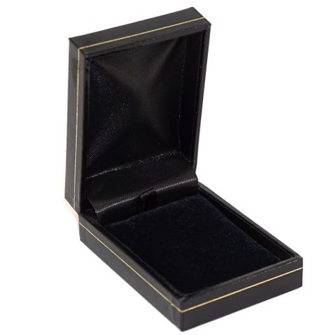 SDSP-PENDANT BOX BLK LEATHERETTE GOLD LINE BLK PAD