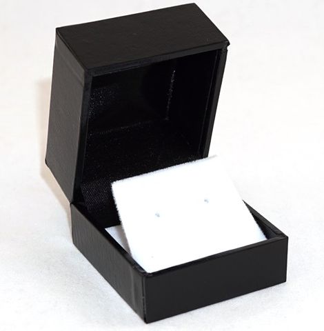 SDR-EARRING BOX BLK LEATHERETTE WHITE VELVET FLAP
