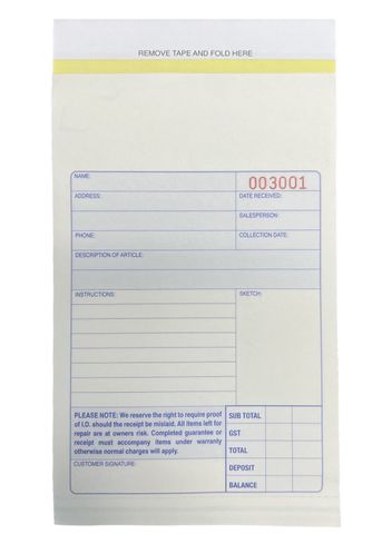 Repair Envelope Blue - 3 Part PK250