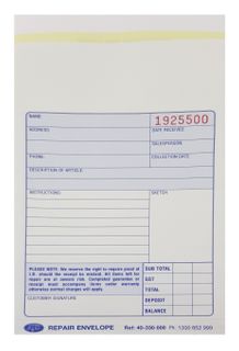 Repair Envelope Blue - 3 Part PK250
