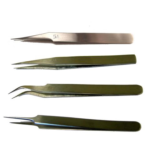 TWEEZERS SET - 4 X S/STEEL 130MM NON-MAGNETIC