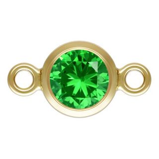 Charm connector - 14/20GF 4mm CZ Green