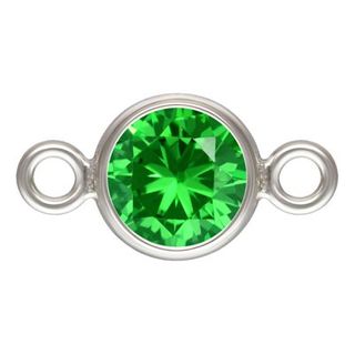 Charm connector - Silver 4mm CZ Green