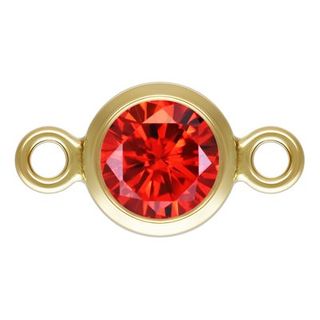 Charm connector - 14/20GF 4mm CZ Ruby