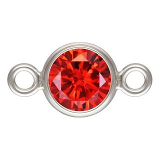 Charm connector - Silver 4mm CZ Ruby