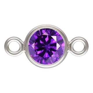 Charm connector - Silver 4mm CZ Amethyst