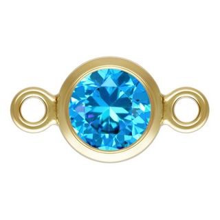 Charm connector - 14/20GF 4mm CZ Aqua Blue
