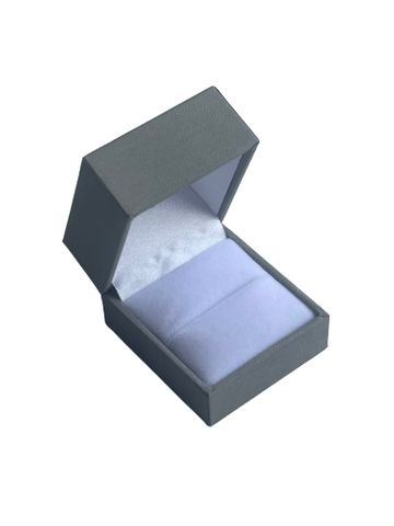 SDR - RING BOX GREY CARDBOARD WHITE VELVET PAD