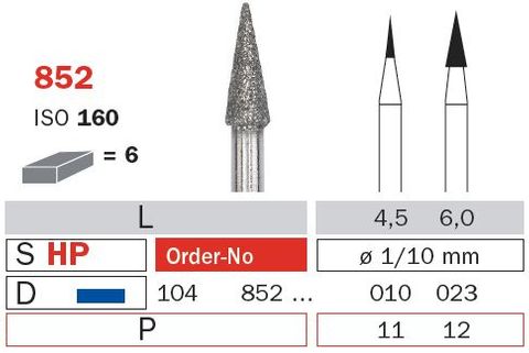 Diaswiss Diamond Bur - Pointed Cone 2.3mm