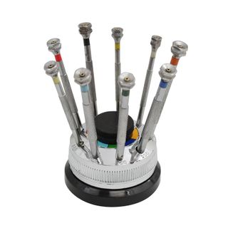SCREWDRIVER SET ON ROTATING STAND (SWISS / 9 PCS)