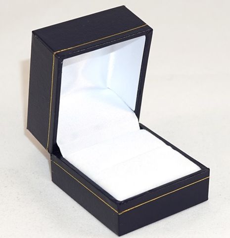 SDR-RING BOX NAVY LEATHERETTE GOLD LINE WHITE PAD