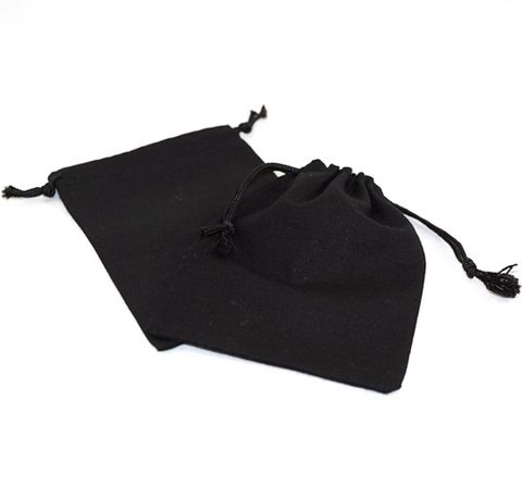 LARGE CALICO POUCH BLACK/BLACK RIBBON 95X130MM