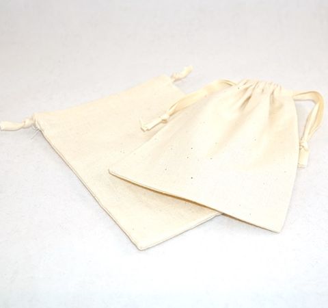 XL CALICO POUCH CREAM/CREAM RIBBON 115X160MM