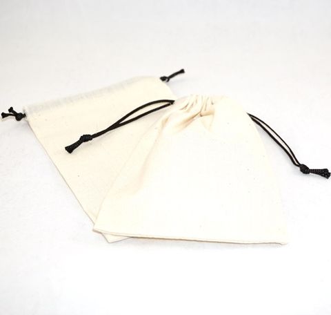 XL CALICO POUCH CREAM/BLACK RIBBON 115X160MM