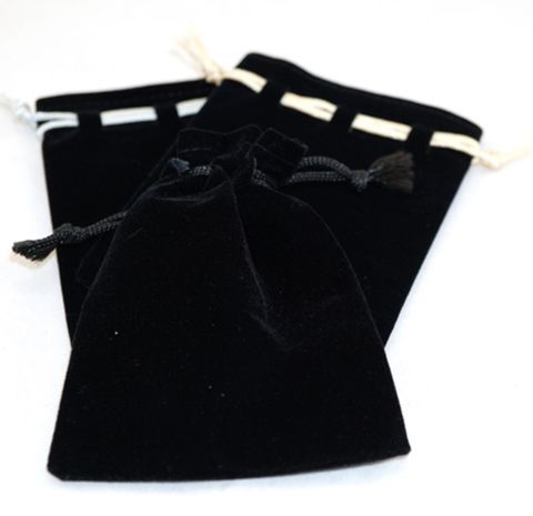 VELVET POUCH LARGE BLACK/GOLD 85X110MM