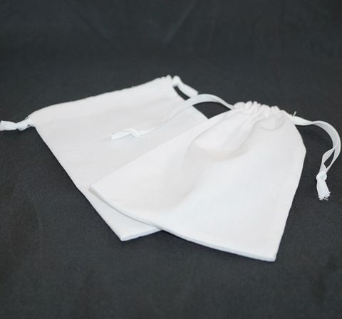 XL CALICO POUCH WHITE/WHITE RIBBON 115X160MM