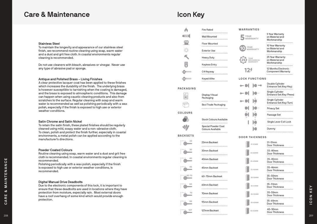 Icon Key and Care and Maintenance