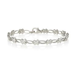 SILVER SWAROVSKI BRACELET (.45CT) KISSES/HOLLOW LINKS