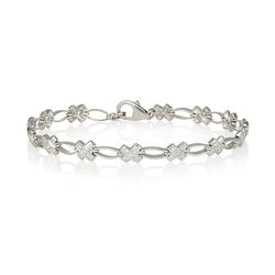 SILVER SWAROVSKI BRACELET (.45CT) KISSES/HOLLOW LINKS