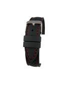 18MM BLACK WITH RED STITCH SILICONE WATCH STRAP