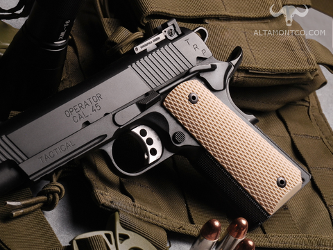 1911 Govt Tactical Panel Full Checkering - Khaki G10