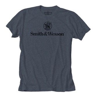 S&W Distressed Logo Premium Tee in Denim Heather - 2XL