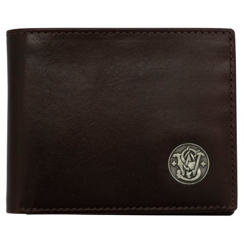 S&W Mens Genuine Leather Bifold Wallet - Brown