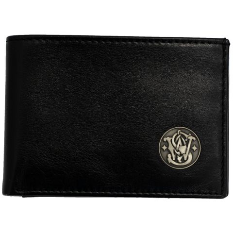 S&W Mens Genuine Leather Front Pocket Wallet - Black