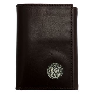 S&W Mens Genuine Leather Trifold Wallet - Brown