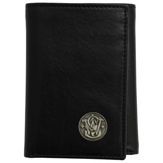 S&W Mens Genuine Leather Trifold Wallet - Black