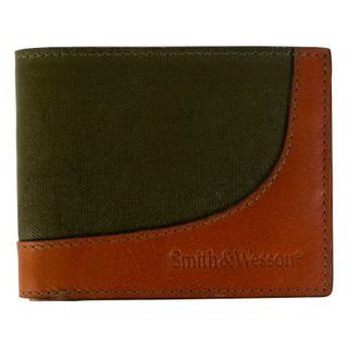 S&W Mens Wax Canvas Bifold Wallet - Khaki Green