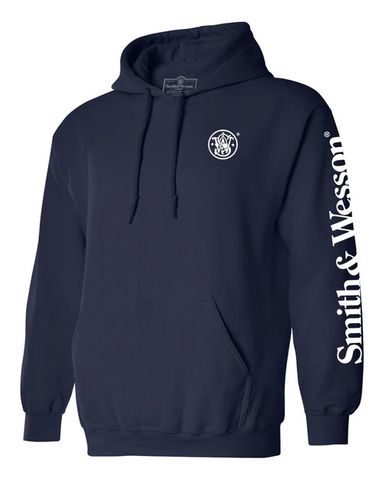 S&W Sleeve Print Logo Pullover Hoodie Navy - 2X